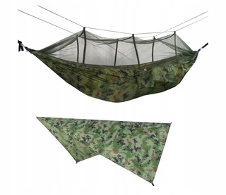 Hamak do záhrady - Hojdacia sieť bez tyče K&M odtiene zelenej 200 kg 260 x 140
